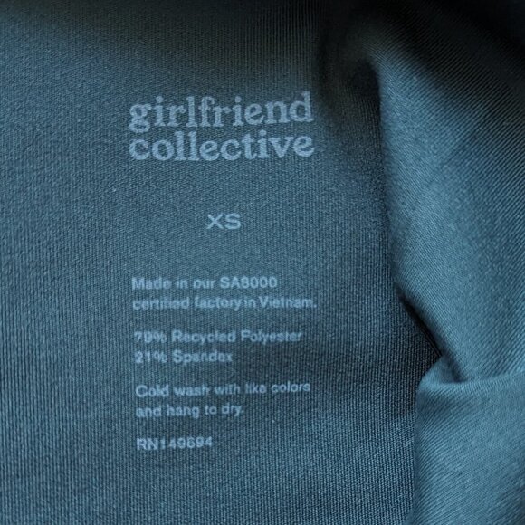 High Rise Dark Teal Green Girlfriend Collective Athletic Leggings - Picture 3 of 9